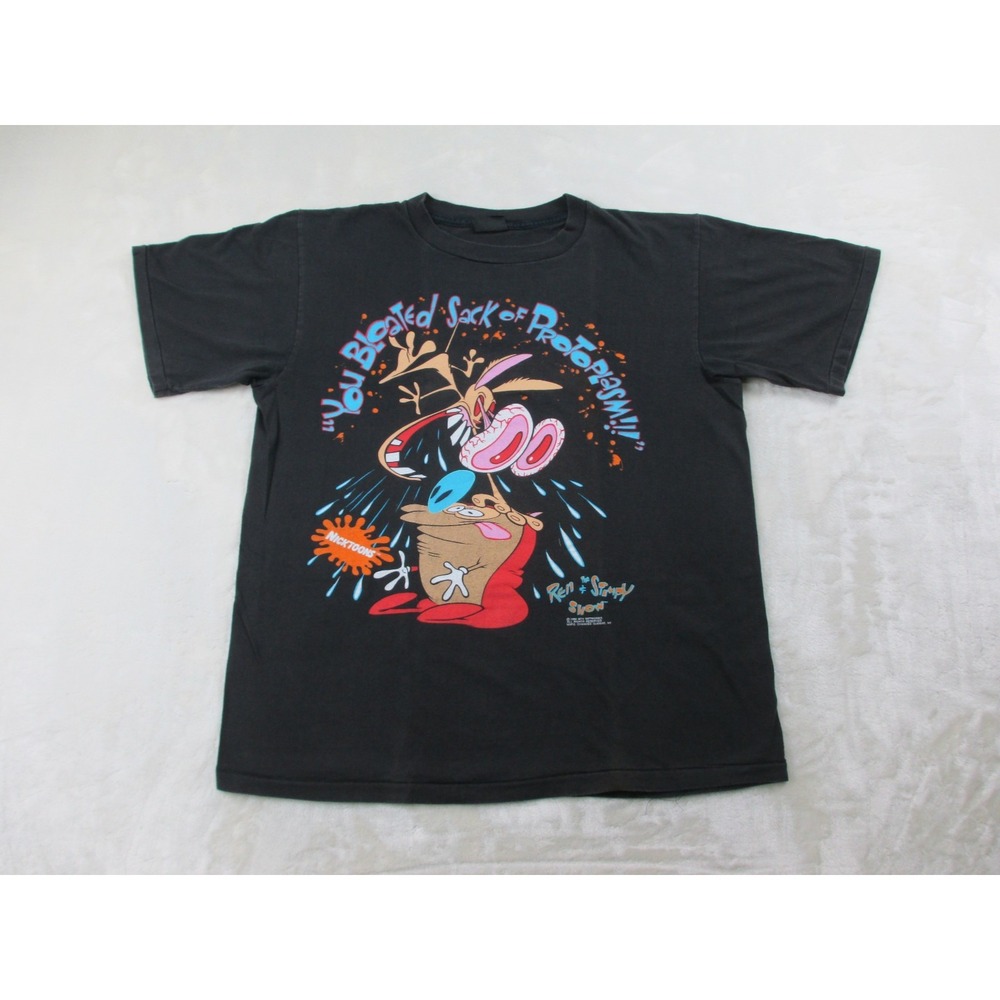 VINTAGE Ren & Stimpy Show Shirt Mens Extra Large Black MTV Cartoon 1992*